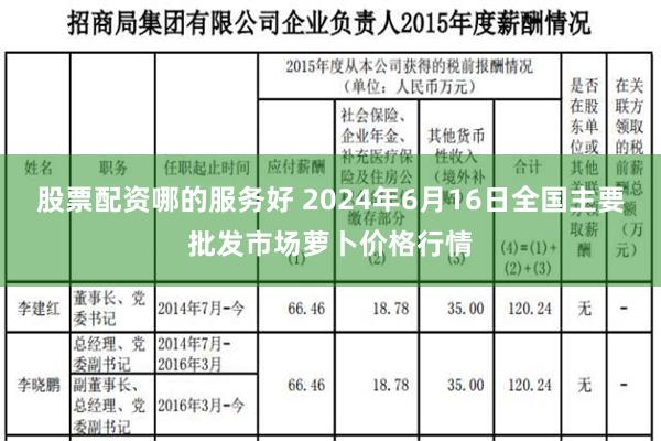 股票配资哪的服务好 2024年6月16日全国主要批发市场萝卜价格行情