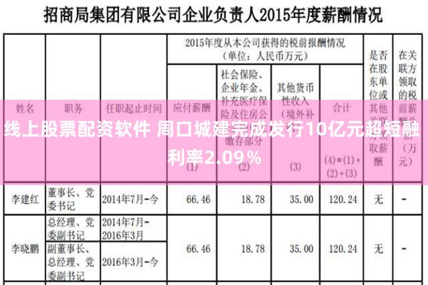 线上股票配资软件 周口城建完成发行10亿元超短融 利率2.09％