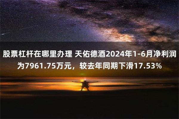 股票杠杆在哪里办理 天佑德酒2024年1-6月净利润为7961.75万元，较去年同期下滑17.53%