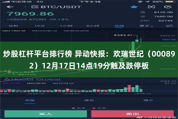 炒股杠杆平台排行榜 异动快报：欢瑞世纪（000892）12月17日14点19分触及跌停板